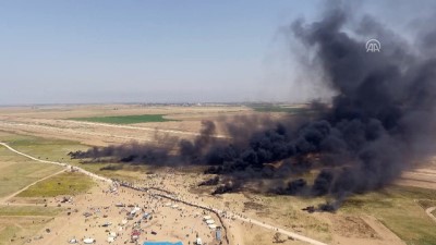 Gazze sınırındaki gösteriler drone ile görüntülendi (2) - GAZZE