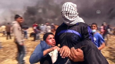 Gazze sınırındaki gösterilerde yüzlerce kişi yaralandı (3) - HAN YUNUS