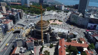 cami insaati -  Minarelerinin yapımına başlanan Taksim Camii havadan görüntülendi  Videosu