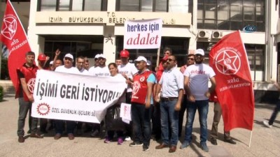 guvenlik gorevlisi -  İZSU'da işten çıkartılan işçilerden, 'Herkes için adalet' yürüyüşü  Videosu