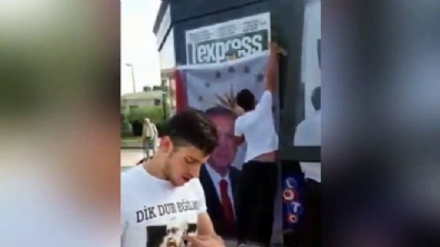 avrupa - Skandal afişleri indirdiler Erdoğan'ın afişini astılar Videosu