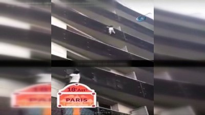  - Paris’te kahraman genç balkondan sarkan çocuğu kurtardı
