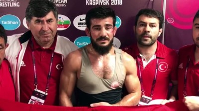 ceyrek final - Avrupa Güreş Şampiyonası - Milli Güreşçi Demirtaş altın madalya kazandı (1) - KASPİYSK Videosu