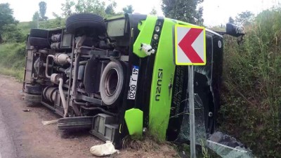 Halk otobüsü devrildi: 1 yaralı - KOCAELİ 