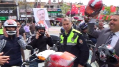  - Konya'da motosiklet sürücülerine kask dağıtıldı