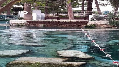 yagmur suyu -  Pamukkale'de antik havuzda duvar çöktü Videosu