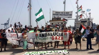 israil -  - Filistin için yola çıkan 5. Özgürlük Filosu, Cadiz Limanı'na ulaştı Videosu