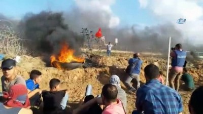israil -  - Gazze-İsrail sınırındaki gösterilerde Türk bayrağı Videosu