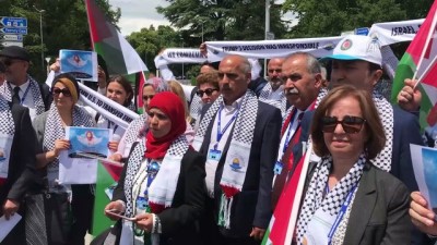 HAK-İŞ'ten İsrail'in katliamlarına Cenevre'de protesto - CENEVRE