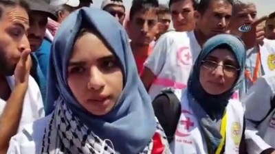 protesto -  İsrail askerleri tarafından öldürülen Razan hemşirenin annesi Gazze sınırında  Videosu