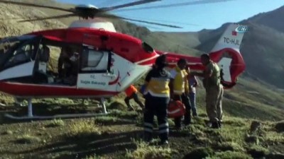 ambulans helikopter -  2 bin 600 metredeki yaylada mahsur kalan hamile kadın için seferber oldular Videosu