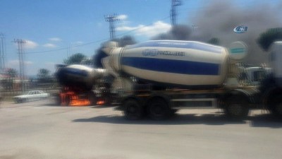 beton mikseri -  Beton mikseri alev alev yandı  Videosu
