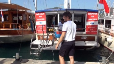 market -  CarrefourSA Mavi, “Tekneye Ne Lazımsa” diyerek Göcek'te denizde  Videosu