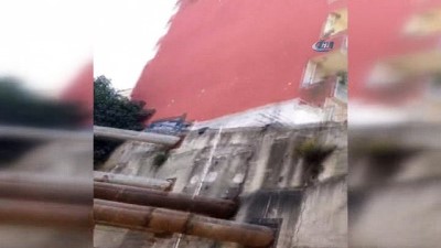 cokme tehlikesi -  Toprak kayması öncesi istinat duvarı çalışmalarının görüntüsü ortaya çıktı  Videosu