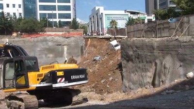 istinat duvari -  Ümraniye’de istinat duvarı çöktü, araçlar içine düştü  Videosu