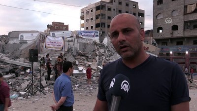 İsrail'in vurduğu kültür merkezinin enkazında Gazze'ye destek konseri - GAZZE 