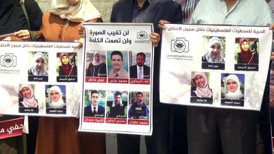 tutuklu gazeteciler - İsrail'in basın ihlalleri Gazze'de protesto edildi - GAZZE  Videosu
