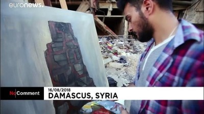 12 genç ressam Şam'da savaşın acılarını tuvale döktü 