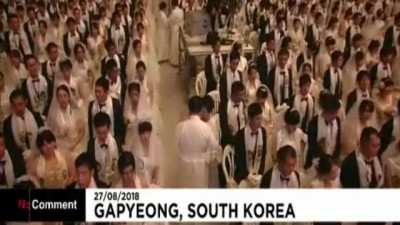 toplu nikah - Güney Kore'de toplu nikah töreni: 4 bin çift dünya evine girdi  Videosu