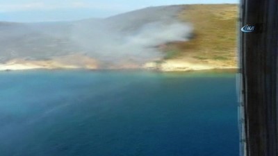 orman yangini -  Ayvalık Maden adasında orman yangını  Videosu