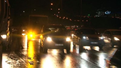 beykoy -  TEM’de hafriyat kamyonunun tekeri patladı yoğun trafik yaşandı Videosu