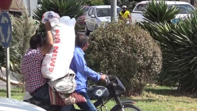  Motosiklet ile tehlikeli yük taşımacılığı kamerada 