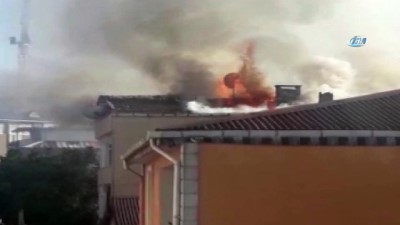 cati kati -  Sultanbeyli'de 3 katlı binanın çatısı alev alev yandı Videosu