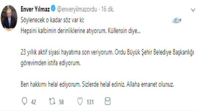 lens -  Ordu Büyükşehir Belediye Başkanı Enver Yılmaz istifa etti Videosu