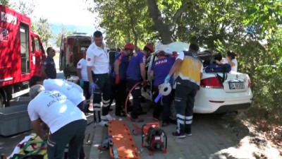  Otomobil ağaca çarptı: 1 ölü, 2 yaralı 