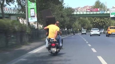 kisla -  Şişli’de trafikte pes dedirten görüntü...Motosikletle mobilya parçası taşıdılar  Videosu
