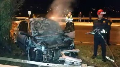  Samsun'da kaza yapan otomobil yandı, sürücü kayıplara karıştı 