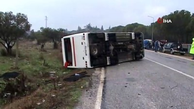  Tarım işçilerini taşıyan otobüs devrildi: 17 yaralı 