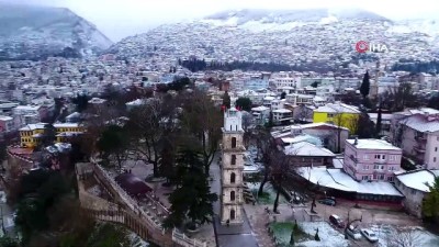 kar yagisi -  Bursa beyazlara bürünürken, tarihi mekanlar ve Uludağ'ın etekleri havadan görüntülendi  Videosu