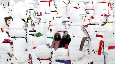 buz festivali - Çin'de 2019 Kar Festivali için 2 bin 19 kardan adam Videosu