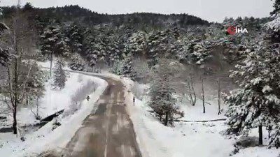 kar yagisi -  Karla beyaza bürünen Kazdağları havadan görüntülendi  Videosu