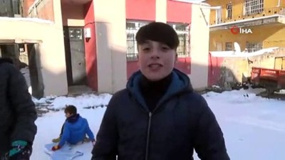  Kar tatilini fırsat bilen çocuklar doyasıya eğlendi