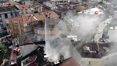 baros -  Gaziosmanpaşa’da korkutan çatı yangını havadan görüntülendi  Videosu