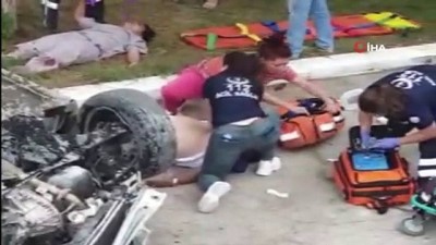 kalp masaji -  Otomobil sitenin bahçesine uçtu: 2 yaralı Videosu