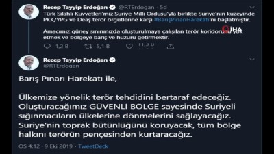 twitter -  Cumhurbaşkanı Erdoğan: 'Barış Pınarı Harekatı başladı' Videosu