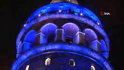 diyabet -  Galata Kulesi 'Dünya Diyabet Günü' nedeniyle maviye büründü  Videosu