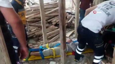 cami insaati -  Cami inşaatında çalışan işçi 5 metre yükseklikten betona düştü  Videosu