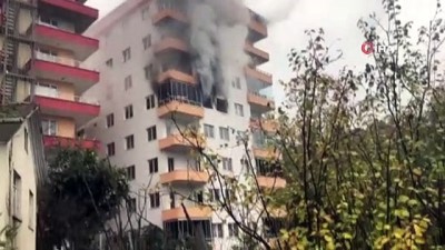  Trabzon'da 8 katlı binada çıkan yangında korku dolu dakikalar 