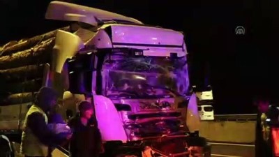 insaat malzemesi - Anadolu Otoyolu'nda tomruk yüklü tır kamyonla çarpıştı: 1 yaralı - DÜZCE Videosu