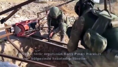 Barış Pınarı Harekatı bölgesinde teröristlerce açılan tüneller kapatılıyor 