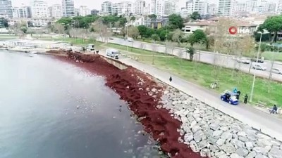  Kızıla bürünen Caddebostan sahil havadan görüntülendi 