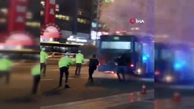  Başkent’te korkutan otobüs yangını
