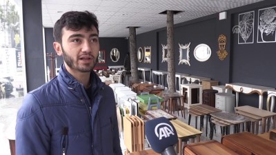 siddetli ruzgar - Mobilya mağazasının içerisindeki çam ağaçları ilgi çekiyor - KONYA  Videosu