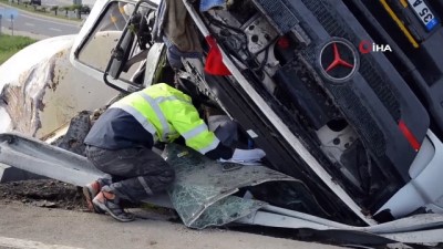 su kanali -  Tekirdağ’da beton mikseri devrildi: 1 yaralı  Videosu