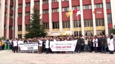  Edirne’de sağlıkçılar ‘Sağlıkta şiddeti’ protesto etti 