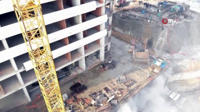  Fikirtepe’deki inşaatta çıkan yangın havadan görüntülendi 